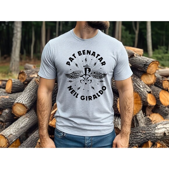 Pat Benatar Neil Giraldo Grey Heather Unisex Wings Tee Size M - Picture 3 of 3
